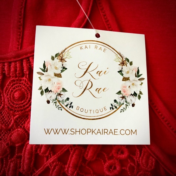 NWT CY Fasion Red Lace Front Spaghetti Strap Top - Picture 5 of 8